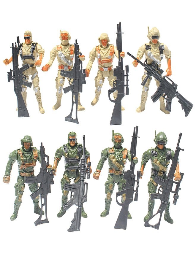 RupeeRise 8 PCS Army Toys Set Military, Action Figure Toys | Realistic Military & Police Set with Soldier Figures, Accessories | Ideal for Imaginative Play, Gifts, Office Decor - Image 1